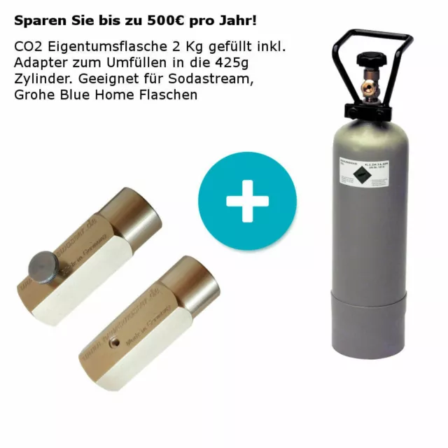 Adapter geeignet für Grohe Blue & BubbleBox für 425g CO2-Flasche Zylinder  CO2