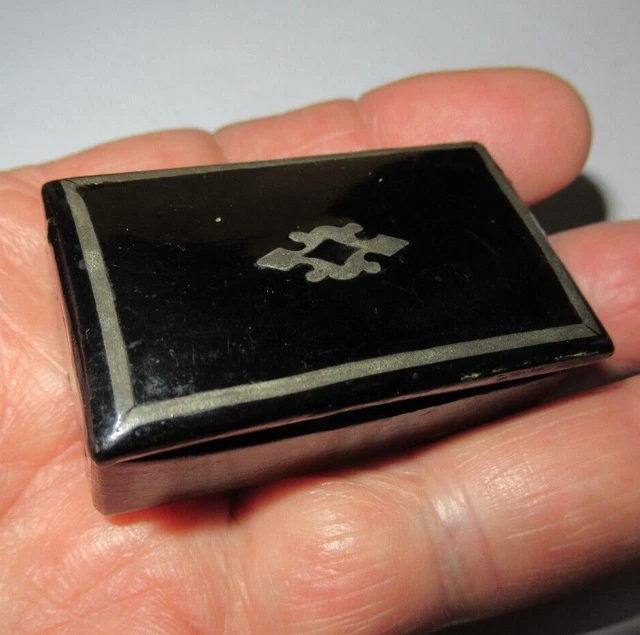 RARE PETITE Ancienne tabatière PAPIER MACHE CARTON BOUILLI  19 e snuff box Tabac