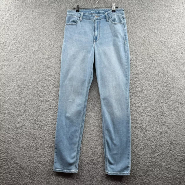 Jeans rectos Wow azul marino antiguo cintura alta 8 largos