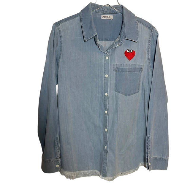 LAUREN MOSHI Blue Denim chambray Button Down Shirt Top womens size medium