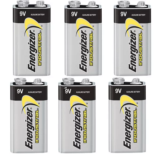 6 X Energizer 9V Pp3 Industrial Alkaline Batteries Smoke Alarm Lr22 Mn1604