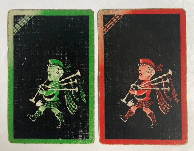 VINTAGE ART DECO Swap Playing Cards Scottish Pipers Boy Little Man
