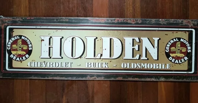 Large Holden GM Dealer Metal Embossed Tin Sign Bar. Shed & Man Cave Signs