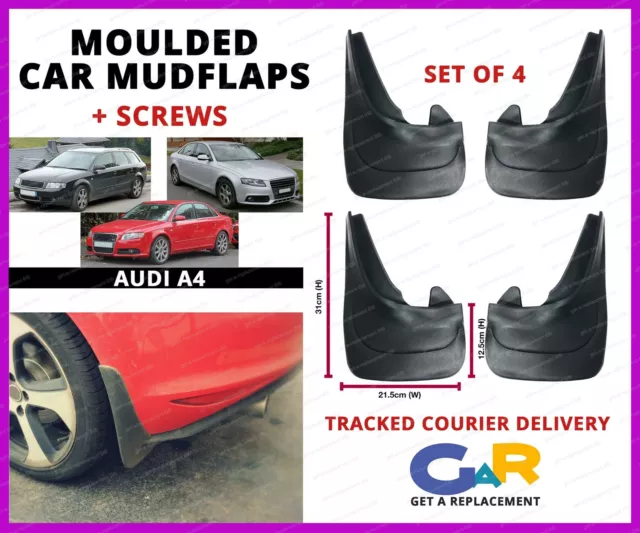 Rubbert Car Mud Flaps Splash guards set of 4 front and rear for Audi A4