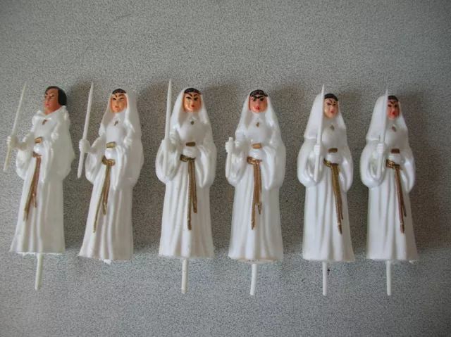 Lot de 6 anciennes figurines à piquer gâteau communion pièce montée communiant