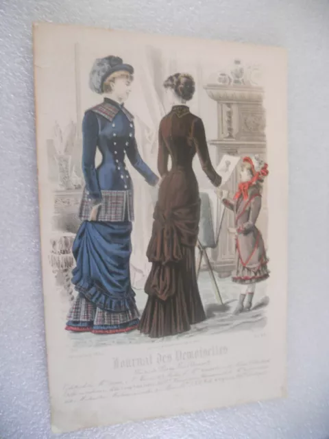 Gravure de mode  journal des demoiselles mode de paris rue drouot decembre 1880