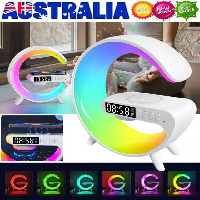 Wireless LED Lamp Smart G Bluetooth Speaker Charger RGB Alarm Clock Night Light