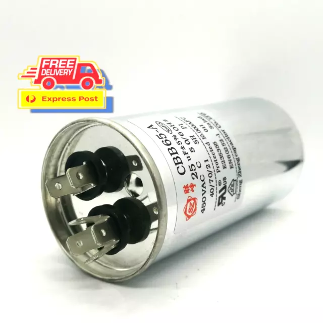 CBB65-A 25uF 450VAC 50/60Hz Air Conditioner Appliance Motor Run Start Capacitor