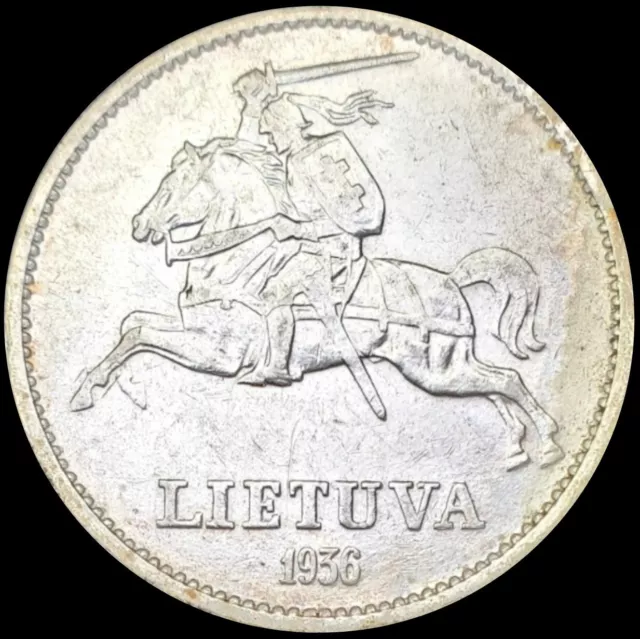 1936 LITHUANIA VYTAUTAS the GREAT Vintage Silver 10 Litai Lithuanian Coin # 0596 2