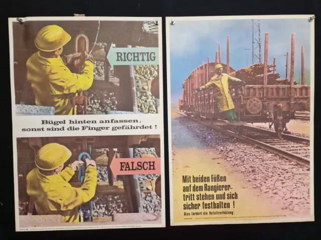 10 alte DB UVV DIN A2 Plakate 50er - 80er Jahre zum Thema Unfallverhütung #5
