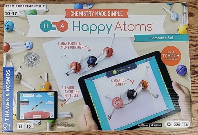 Thames & Kosmos Happy Atoms Stem Experiment Kit Complete Set 50 Piece Open Box