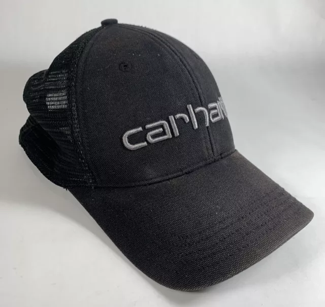 Carhartt Trucker Hat Mens Snapback Adjustable Logo Canvas Mesh BLACK