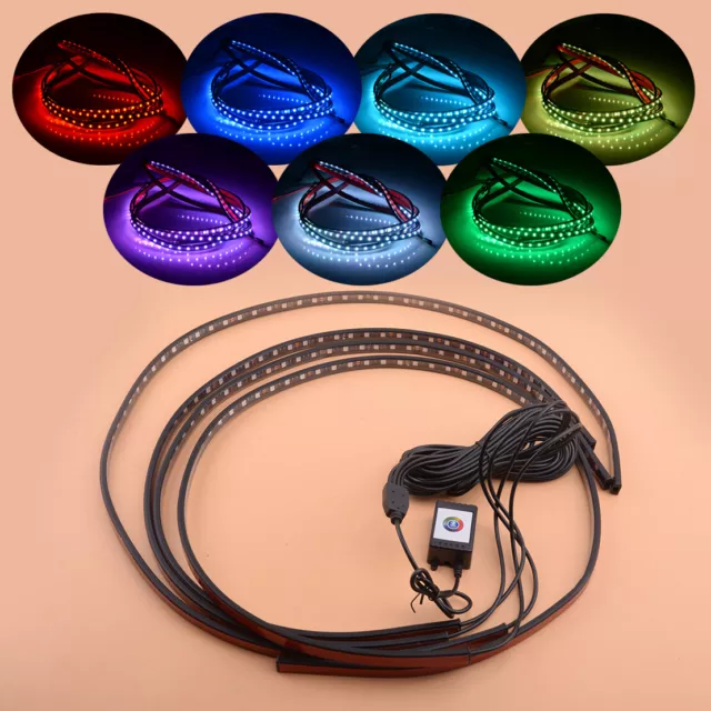 4pcs 90/120cm APP contrôle RGB LED bande voiture Underglow Underbody Light Kit