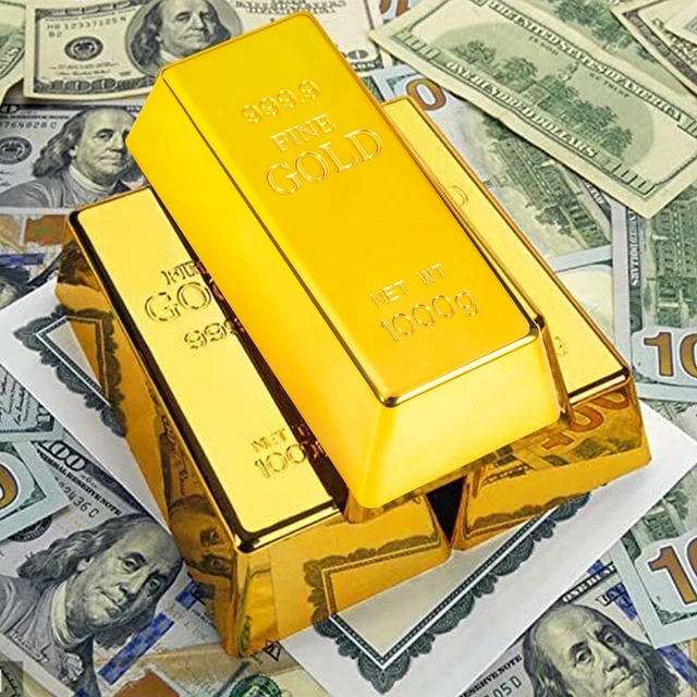 1KG GOLD BAR Fake Shiny Gold Brick Decorative Doorstop Paper Film Prop