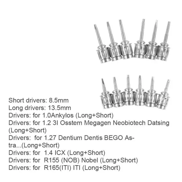 6 Size Hand Dental Implant Driver Dental Implant Repair Tools Long  Short 2Pcs