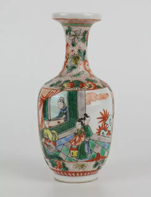 Antique Chinese Famille Verte Wucai Porcelain Vase Chilong Dragon QING 19th C