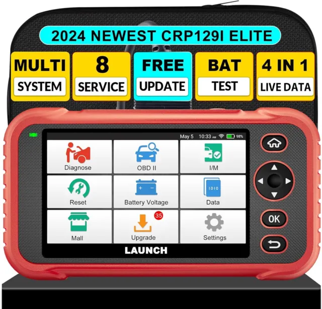 LAUNCH CRP129I OBD2 Scanner ABS SRS TCM Engine Code Reader Oil EPB SAS BMS Reset