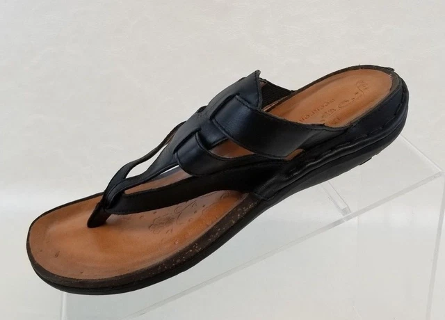 Rockport Womens Sandals Flip Flop Black Leather Thong Slides Slip On Size 7