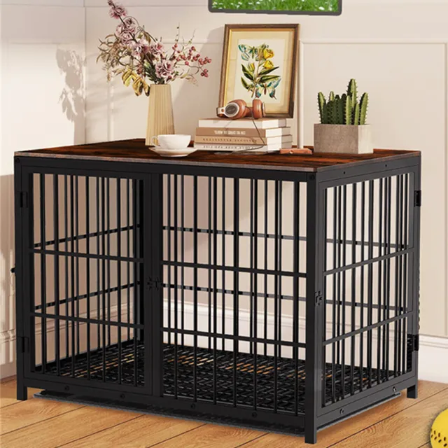 Indestructible Dog Crate Chew-Proof Kennel Extra Large Cage End Table With Toile