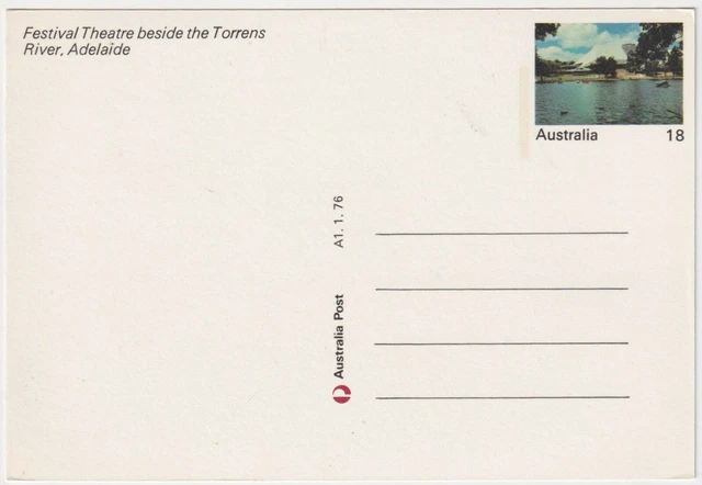 Festival Theatre, Torrens River, Adelaide -1976 Vintage Pre-Paid Postcard 2