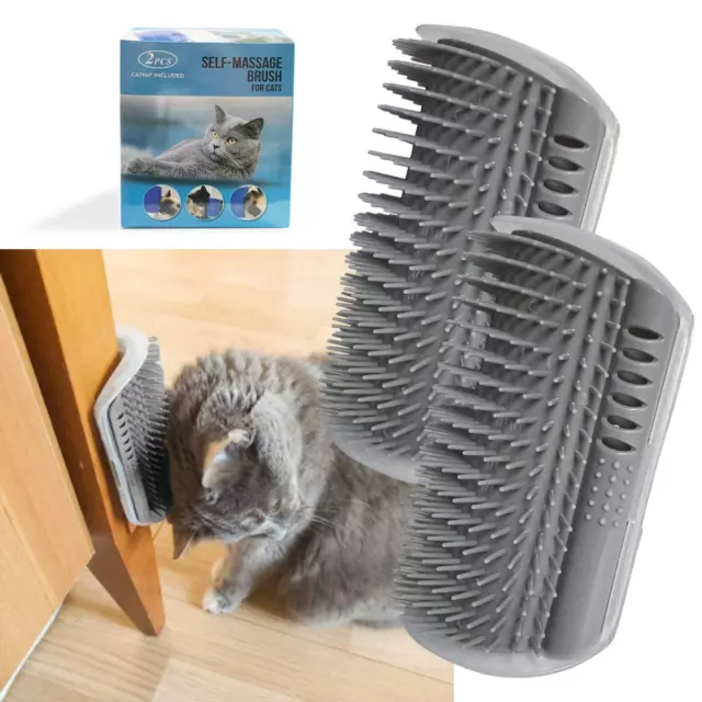 2 Pack Softer Self Groomer with Catnip Wall Massage Comb Scratcher Brush