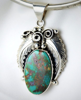 Turquoise Pendant Sterling Silver .925 Handmade Natural Signed