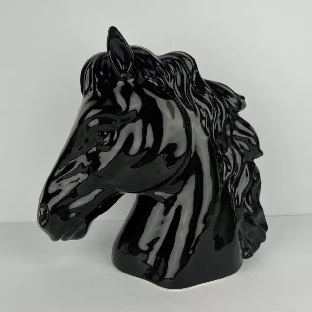 Italian Ceramic Horse Head Sculpture Ceramiche Boxer Italian Black 10in