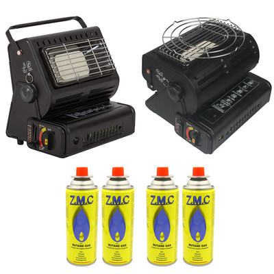 Riscaldamento a gas portatile 2 in 1 campeggio butano fornello a gas ceramica 1,3 kW fornello doppio uso 
