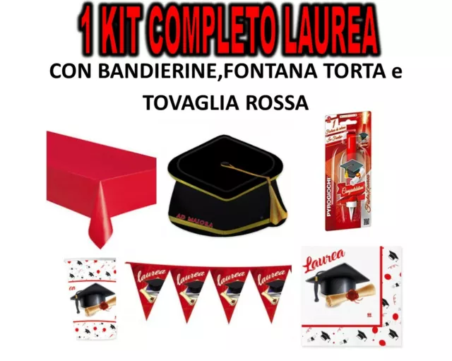 Kit LAUREA completo TAVOLA ADDOBBI PARTY SET piatti tovaglioli bicchieri