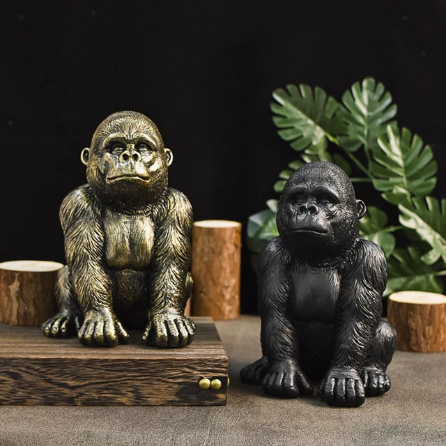 Gorilla Figurine Photo Props Resin Statue Dinging Room Cabinet Outdoor