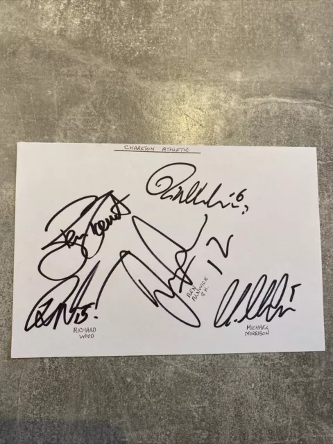 43 x CHARLTON ATHLETIC FC signatures - hand signed - white autograph paper