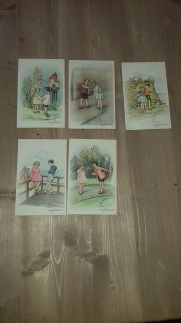 5 Cartoline Augurali Buon Compleanno Illustratore A.collino  1 Da Identifcare
