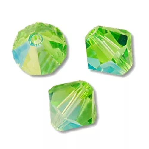 20 Perles Toupies 4mm Cristal Swarovski - PERIDOT AB