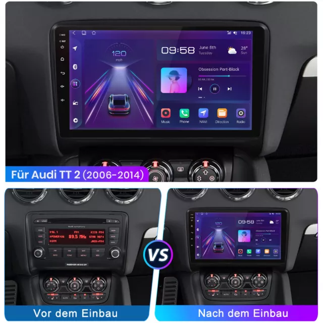 Radio de coche para Audi TT 8J 2006-2014 Android12 navegación GPS BT WIFI RDS FM DAB+ 1+32GB 3