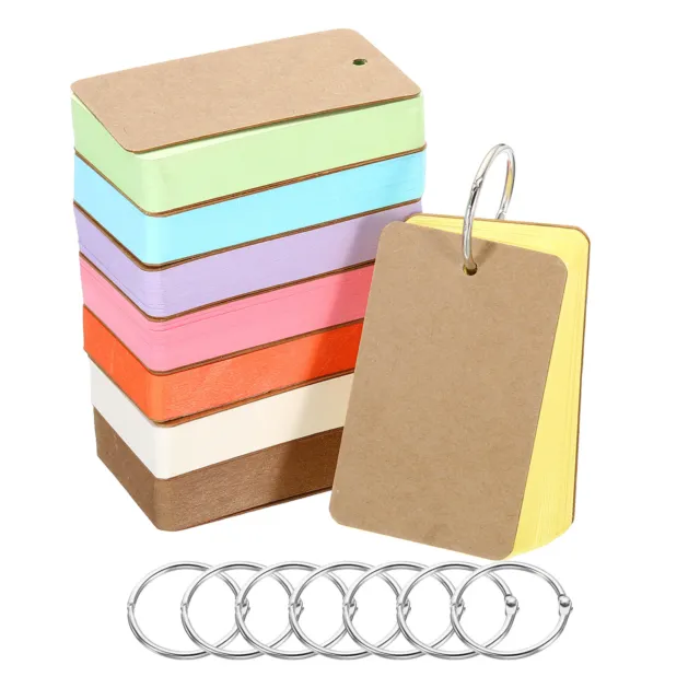 3.5" x 2" Blank Flash Cards with Rings Index Cards Study Assorted Color 400pcs