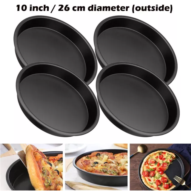 4X Pizza Baking Tray,10 inch Non Stick Pizza Pan,Round Baking Tray for Oven