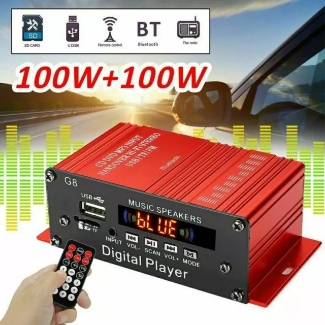 200W 12V USB Auto HIFI Audio Amplificateur Stéréo Bluetooth FM Radio G8