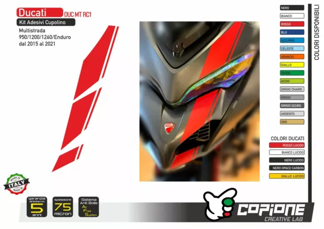 Set Adesivi compatibili DUCATI MULTISTRADA 950 1200 1260 ENDURO cupolino MT RC1