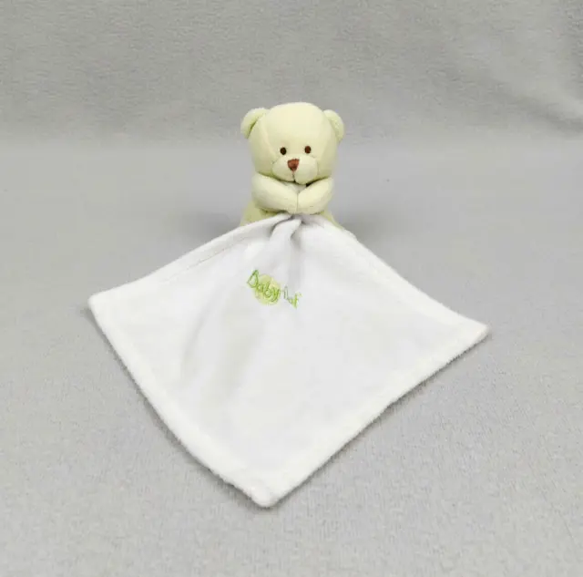 Doudou peluche ours vert mouchoir blanc thème bonbon Baby Nat BN3530 TBE