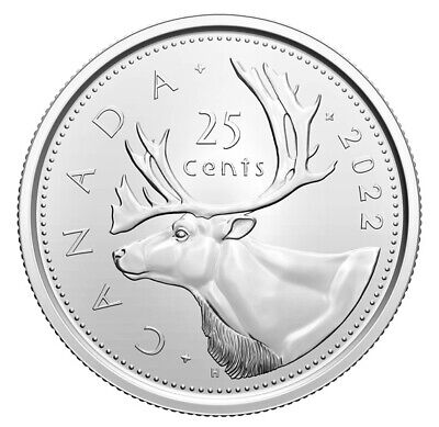 2022 Canada 25 cent Canadian Caribou Quarter BU UNC From Mint Roll