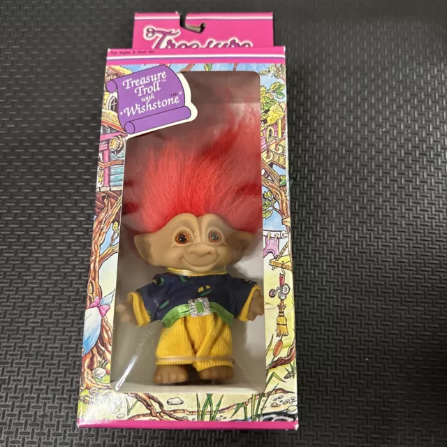 Vtg Treasure Troll With Wish Stone Red Hair Ace Novelty In Box