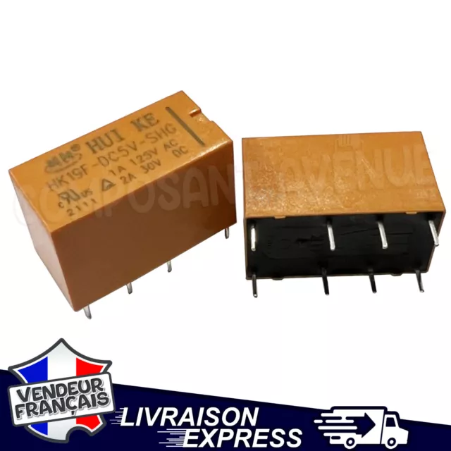 2 À 10 Relais Hk19F-Dc5V-Shg Pour Circuit Imprimé 2Rt Bobine 5V Relay 8 Pin