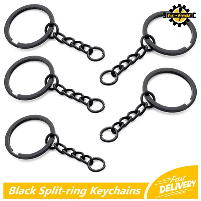 SPLIT RING KEYCHAINS Keyring Black Link Set Key Chain Charms Rings Craft Trade