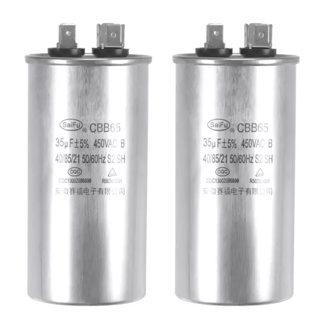 Condensateur Rond 35uF 35mfd 450V 40/85/21 Aluminium pour Climatisateur 2Pcs