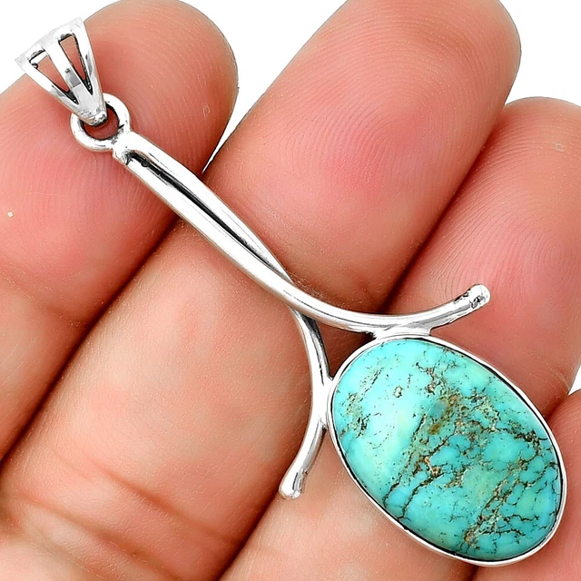 Natural Rare Turquoise Nevada Aztec Mt 925 Silver Pendant Jewelry P-1054