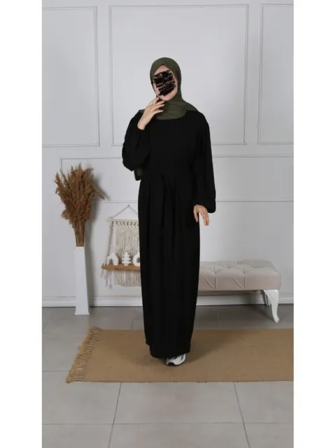 Abaya Kleid Schwarz Medina Seide Islamisches Kleid für Hijab Ramadankleid Kacema