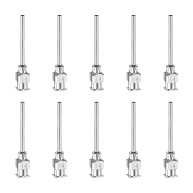 10pcs 14G Inox Acier Distribution Aiguille 1" Colle Aiguille Tube Emoussé