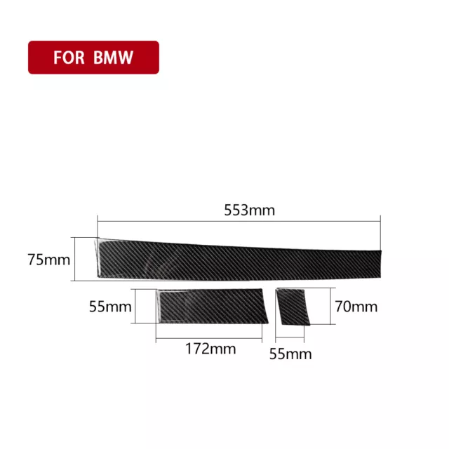 3-teilige Carbon-Faser-Armaturenbrett-Abdeckungsleiste für BMW 5er E60 2005-2011 3