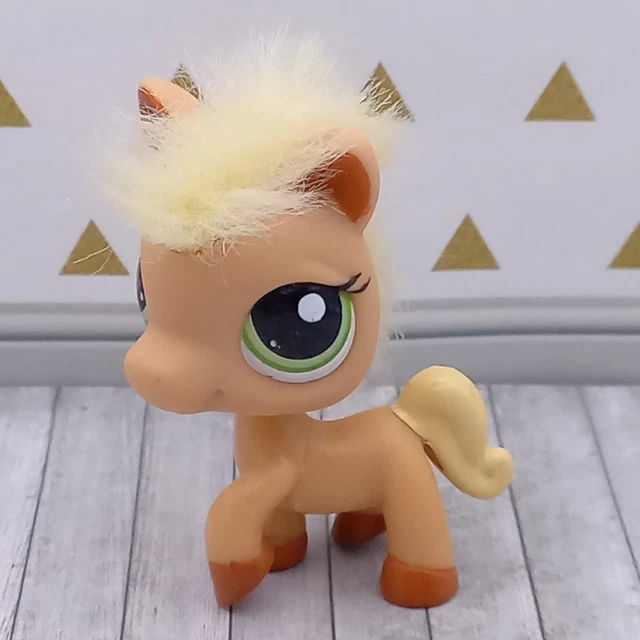 LITTLEST PET SHOP #2417 Yellow Tan Fuzzy Real Hair Pony Horse