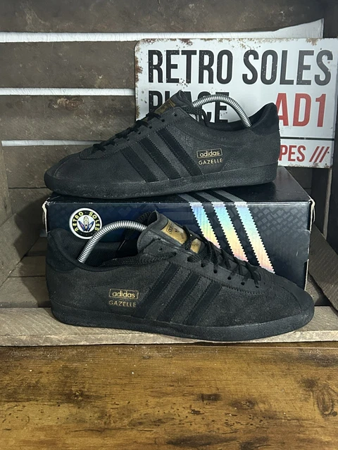 adidas gazelle silver green womens Adidas Gazelle Leather, Triple Black, main image 1